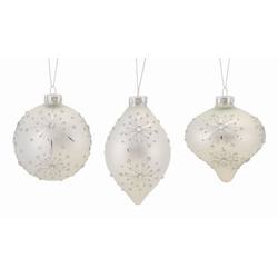 Item 245139 White/Silver Snowflake Ball/Finial/Onion Ornament