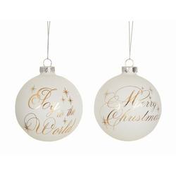 Item 245149 White/Gold Joy To The World/Merry Christmas Ball Ornament