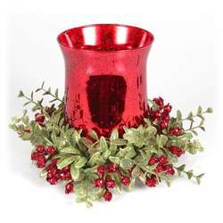 Item 254047 Large Red Floral Tea Light Holder