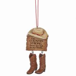 Item 260206 I'm Country Strong From My Hat To My Boots Sign Ornament