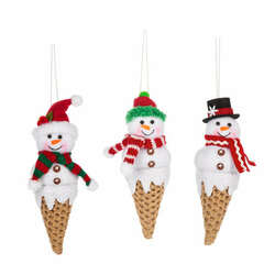 Item 260211 Ice Cream Snowman Stuffed Ornament