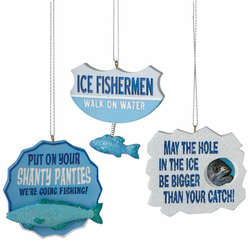 Item 260410 Ice Fishing Text Ornament