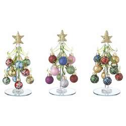 Item 260504 Glass Christmas Trees With Ornaments