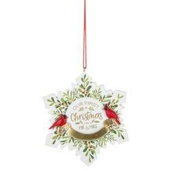 Item 260533 Our First Christmas As Mr and Mrs Snowflake Ornament