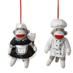 Item 260603 Maid/Chef Sock Monkey Ornament