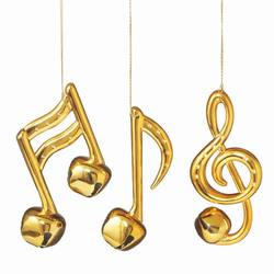 Item 260700 Gold Bell Music Note Ornament