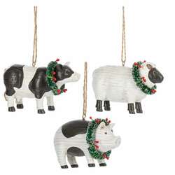 Item 260823 Folk Art Farm Animal Ornament