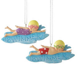 Item 261015 Girl/Boy #1 Swimmer Ornament 
