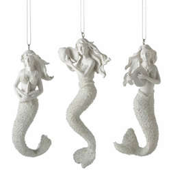 Item 261146 White Mermaid With Starfish/Shell/Lyre Ornament