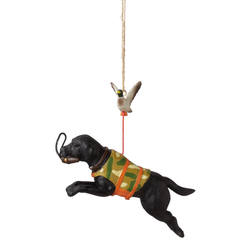 Item 261321 Black Lab With Duck Ornament