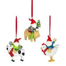 Item 261380 Gnome With Farm Animal Ornament