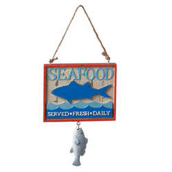 Item 261422 Rustic Look Seafood Served Fresh Daily Sign Ornament