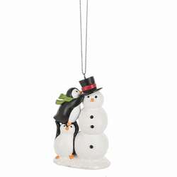 Item 261626 Penguins Building Snowman Ornament
