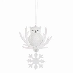 Item 261631 White Owl With Branch/Snowflake Ornament