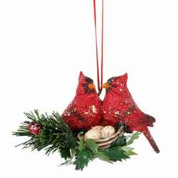 Item 261634 Pair of Cardinals With Nest Ornament