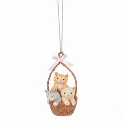 Item 261679 Orange/Gray/Tan Kittens In Basket Ornament