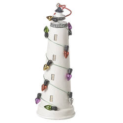 Item 261810 Lighthouse Decorated With Christmas Lights Ornament