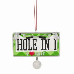 Item 261845 Hole In 1f/I Heart Golf License Plate Ornament