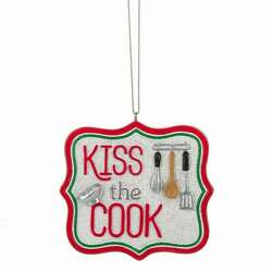 Item 261955 Kiss The Cook Sign With Utensils Ornament