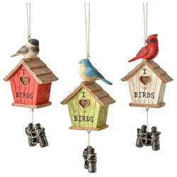 Item 262321 Birdhouse With Binoculars Ornament