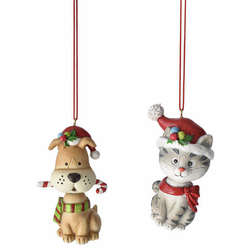 Item 262367 thumbnail Dog/Cat With Santa Hat Ornament