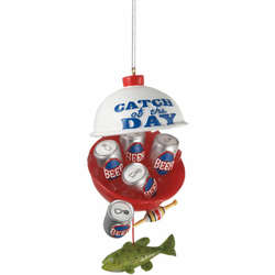 Item 262982 Catch of the Day Bobber With Beer & Fish Ornament