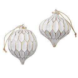 Item 281089 White/Gold Textured Finial Ornament