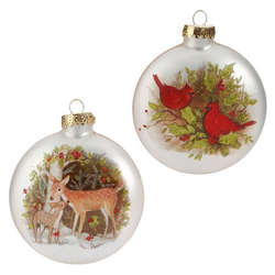 Item 281165 Deer With Fawn/Cardinals Disc Ornament