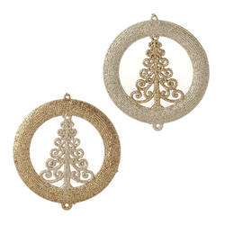 Item 281179 Gold/Platinum Christmas Tree Disc Ornament