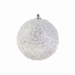 Item 281196 Small White Glittered Ball Ornament