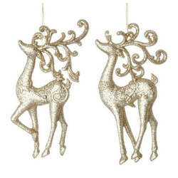 Item 281550 Platinum Deer With Curly Antlers Ornament