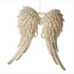 Item 281555 Cream/Gold Angel Wings Ornament