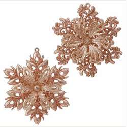 Item 281575 Coral Glittered Rose Ornament