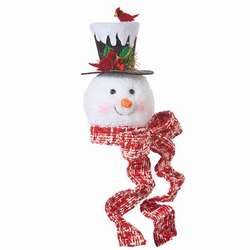 RAZ~8" Holly & Houndstooth Snowman Head Top Hat Christmas Ornament~Set 2~Tree 
