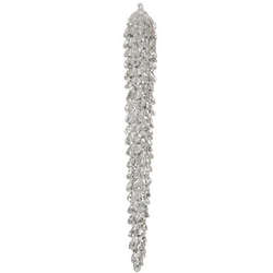 Item 281709 Long Silver Glittered Icicle Ornament