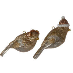 Item 281886 Gold/Silver/Copper Bird With Earmuffs/Hat Ornament