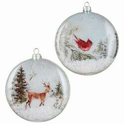 Item 282056 Snowy Deer/Cardinal Disc Ornament