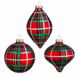 Item 282114 Plaid Finial/Ball/Onion Ornament