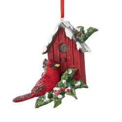 Item 282173 Cardinal With Birdhouse Ornament