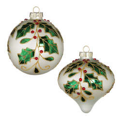 Item 282177 Jeweled Holly Leaf Ornament