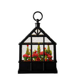Item 282334 Christmas Flowers and Cardinals Water Greenhouse Lantern