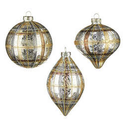 Item 282356 thumbnail Plaid Mercury Glass Ornament