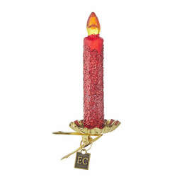 Item 282380 Clip-on Red Glittered Candle Ornament