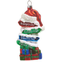 Item 282400 Santa Reindeer Ski Slope Direction Ornament