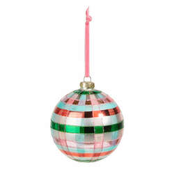 Item 282426 Pink And Green Plaid Ball Ornament