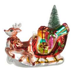 Item 282514 thumbnail Deer With Package Sleigh Ornament