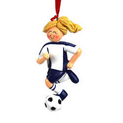 Item 289332 Blonde Female Soccer Player Ornament