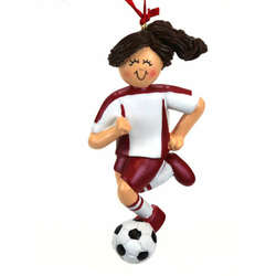 Item 289333 Brunette Female Soccer Player Ornament