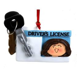 Item 289335 Female With Brown Hair License Ornament