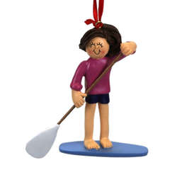 Item 289339 Paddle Board Female With Brown Hair Ornament